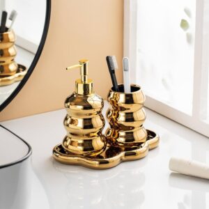 3-Piece Gold Ceramic Bath Set