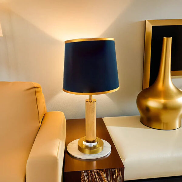 Wooden Gold Brass Lamp