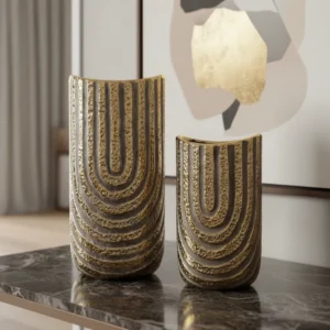 Dualité Golden Textured Vases