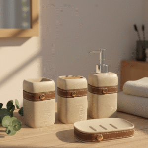 Leather Stone Bath Set