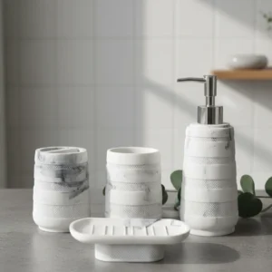White Marble Texture Harmony Bath Set