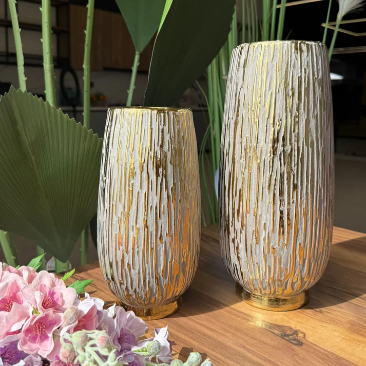 Golden Bark Artistic Ceramic Vases - Image 2