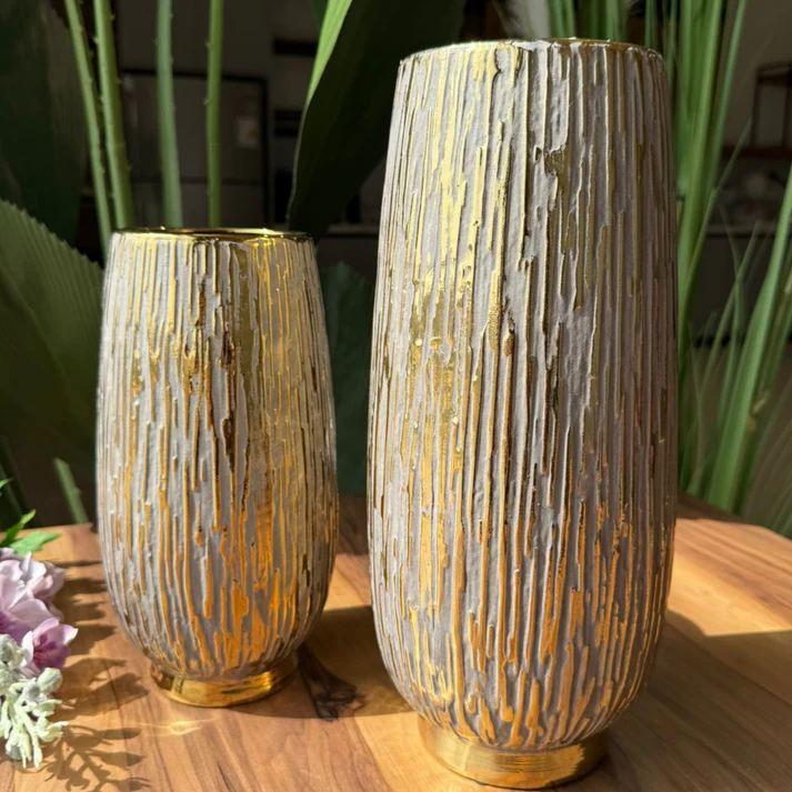 Golden Bark Artistic Ceramic Vases - Image 3