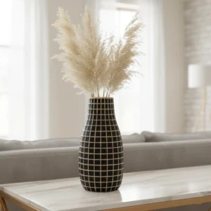 Noir Lattice Elegance Vase