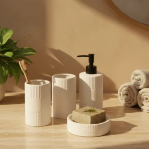 Elanora White Texture Bath Set