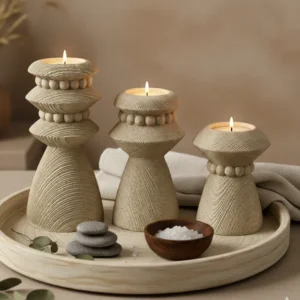 Ancestral Sculpt Candle Holders (Set of 3 )