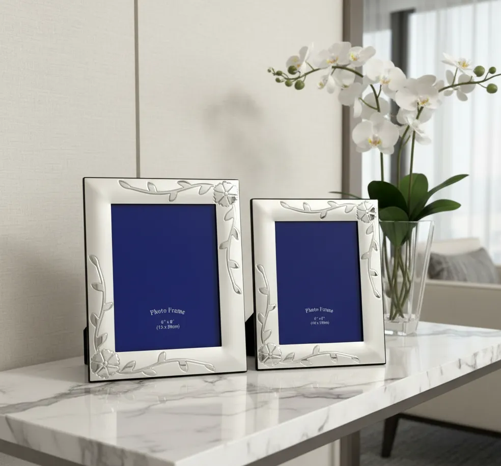 Floral Silver Photo Frame (Set Of 2 )