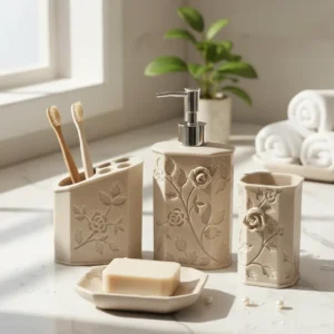 Rose Carv Bath Set