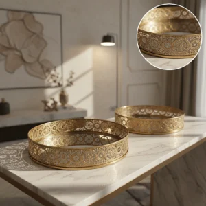 Aurelia Grand Filigree Mirrored Tray Set of 2