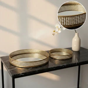 The Vesper Heirloom Lattice Mirror Tray Set of 2