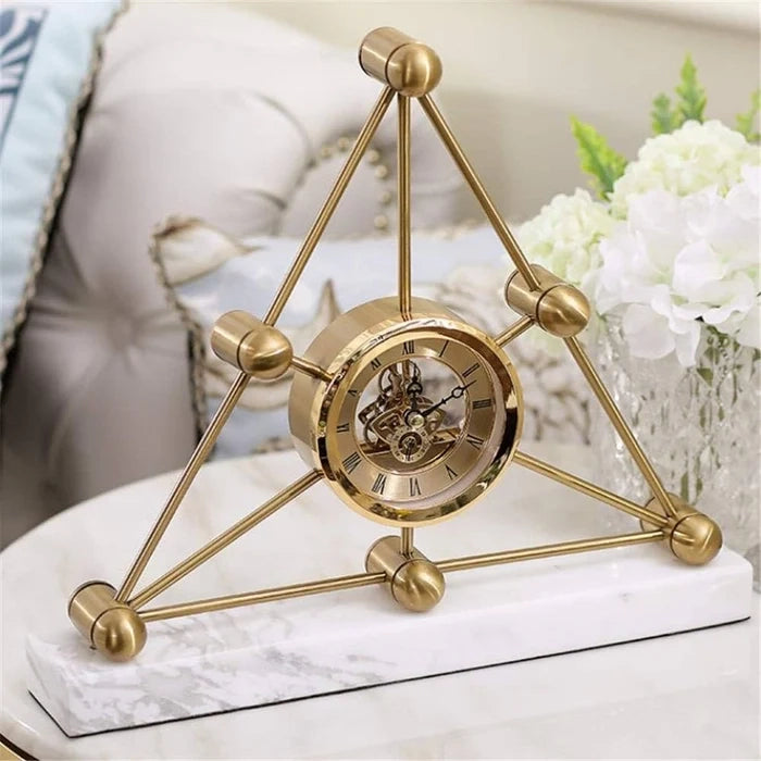Rustic Metal Triangular Table Clock - Image 2