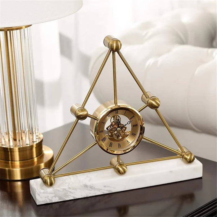 Rustic Metal Triangular Table Clock - Image 4