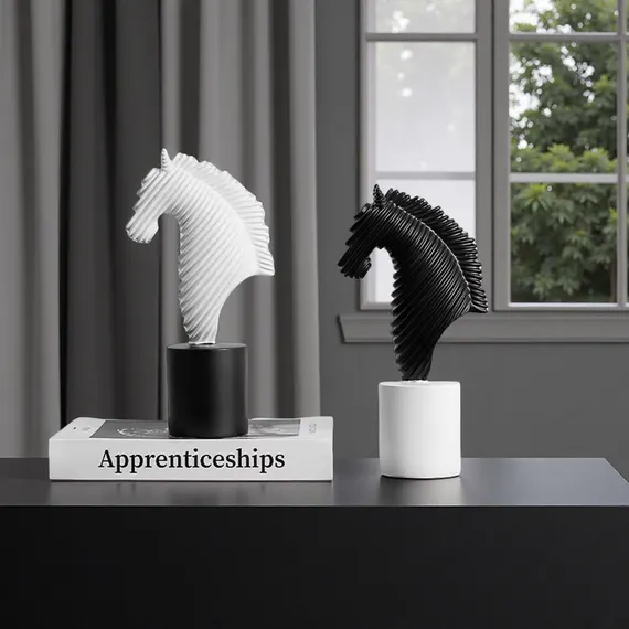 Striped Horse Head Sculpture