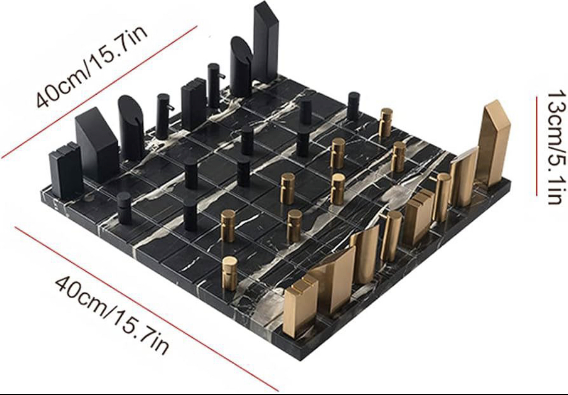 Marble Board Metal Chess Pieces - Image 3