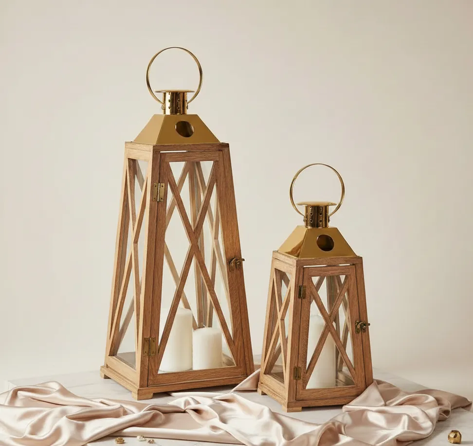 Aureline Golden Wood Lanterns