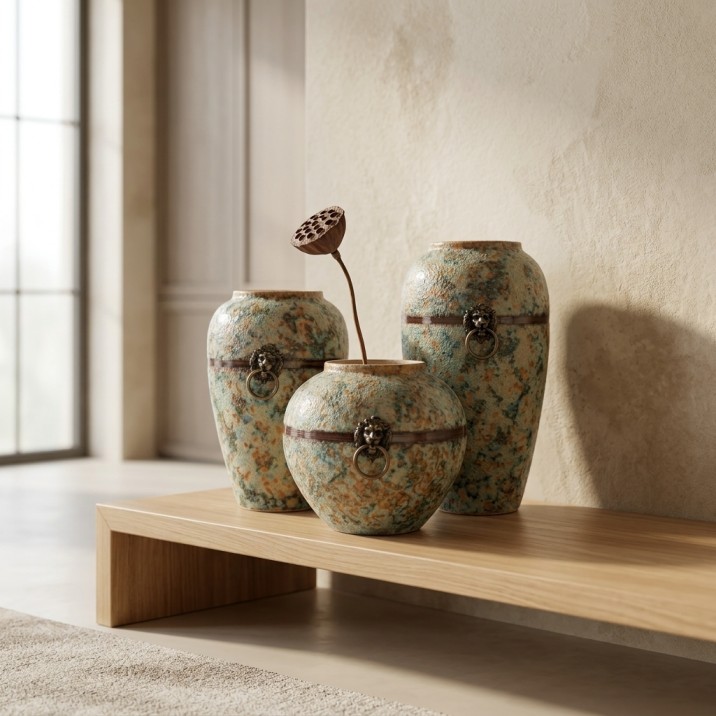 Rustic Sculpt Vases Trio - Image 5