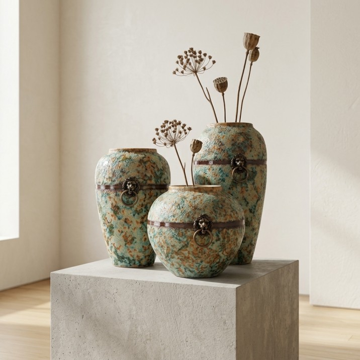 Rustic Sculpt Vases Trio - Image 4