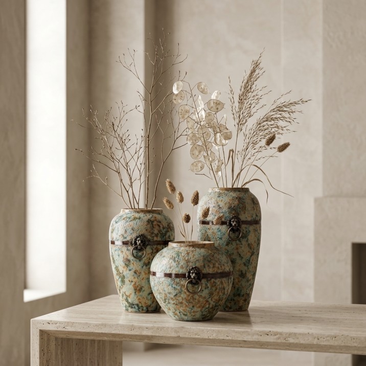 Rustic Sculpt Vases Trio - Image 3