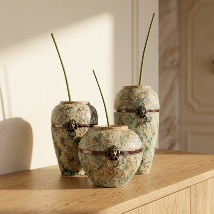 Rustic Sculpt Vases Trio - Image 2