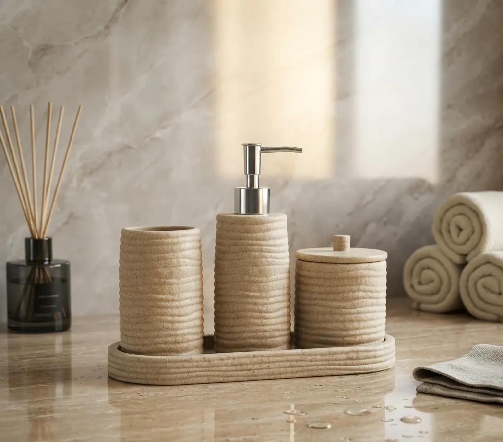 Aurevia Ribbed Bath Set With Tray - Image 3
